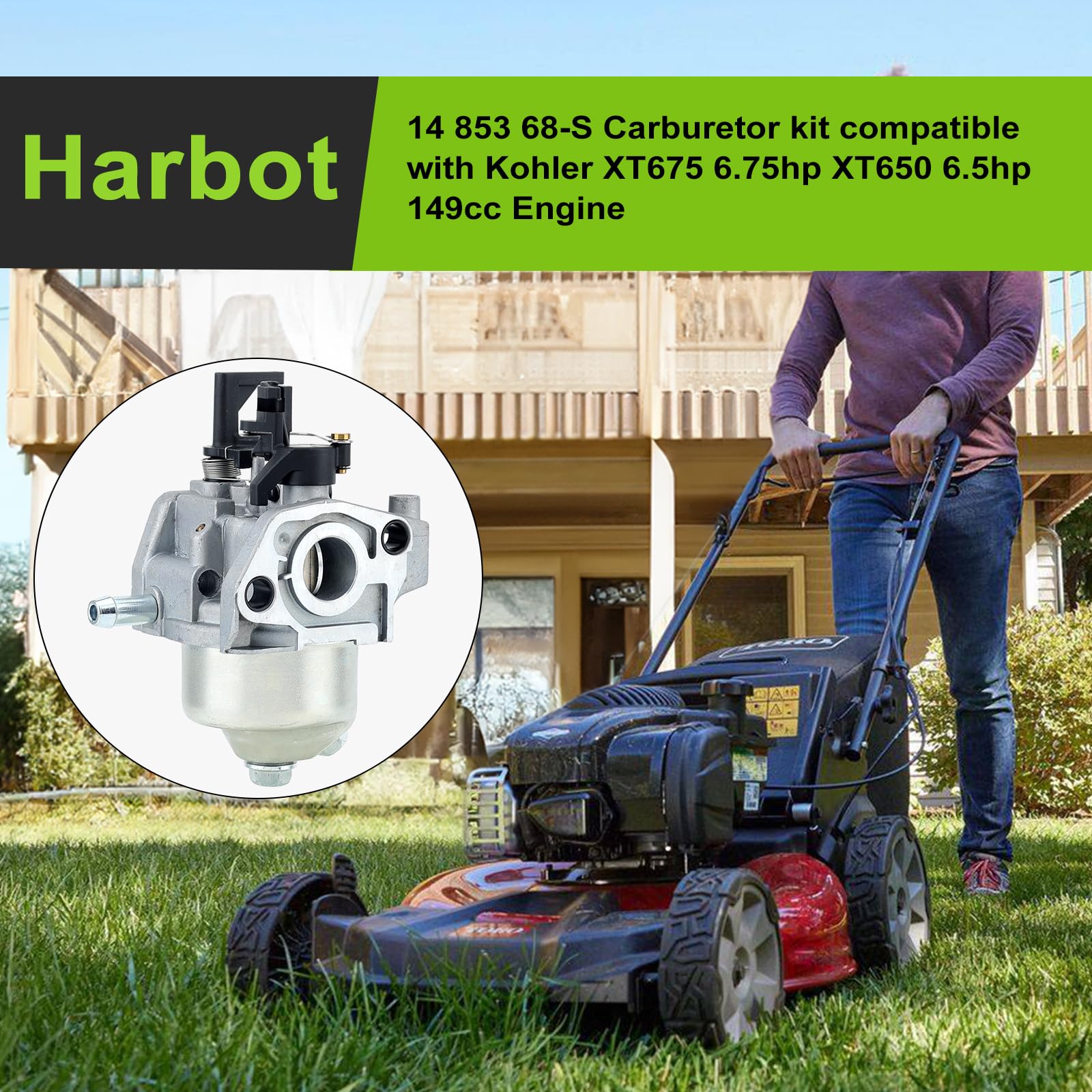 Harbot carburetor side profile highlighting throttle linkage for smooth control