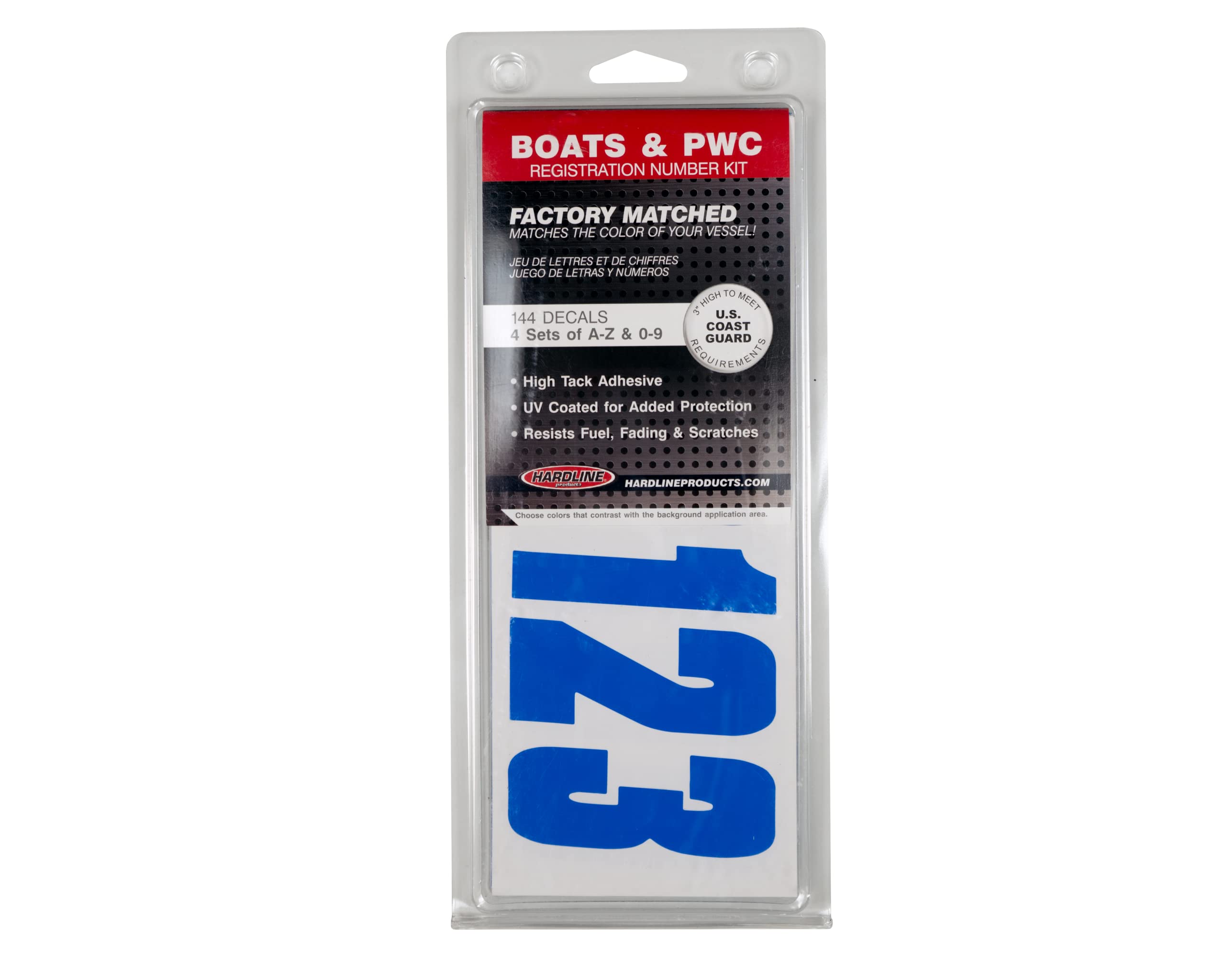 Hardline Products kit contents and label showing included letters, numbers and quality