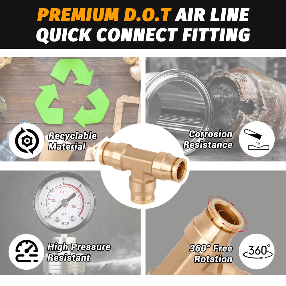 HASAOMOI tee installed on an air line demonstrating quick push-to-connect ease