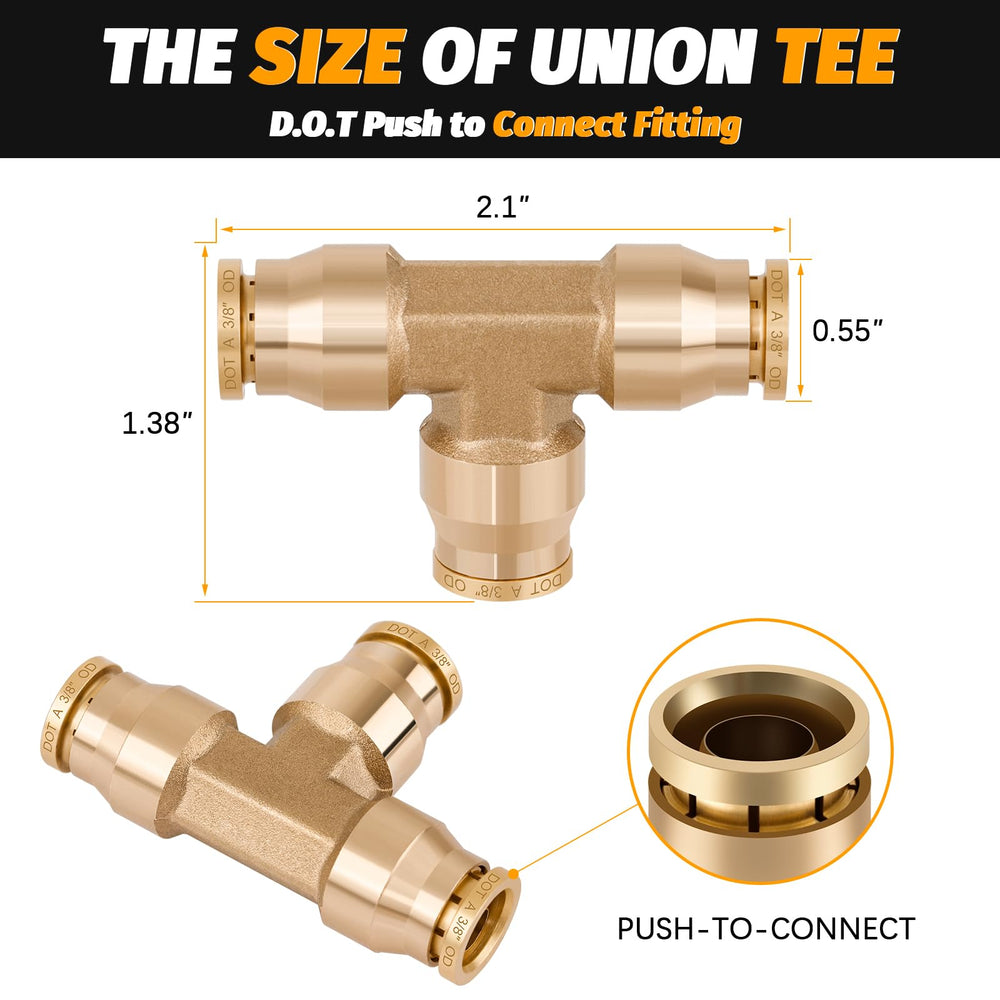 HASAOMOI side profile of brass compression tee highlighting compact shape and corrosion resistance