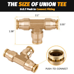 HASAOMOI side profile of brass compression tee highlighting compact shape and corrosion resistance