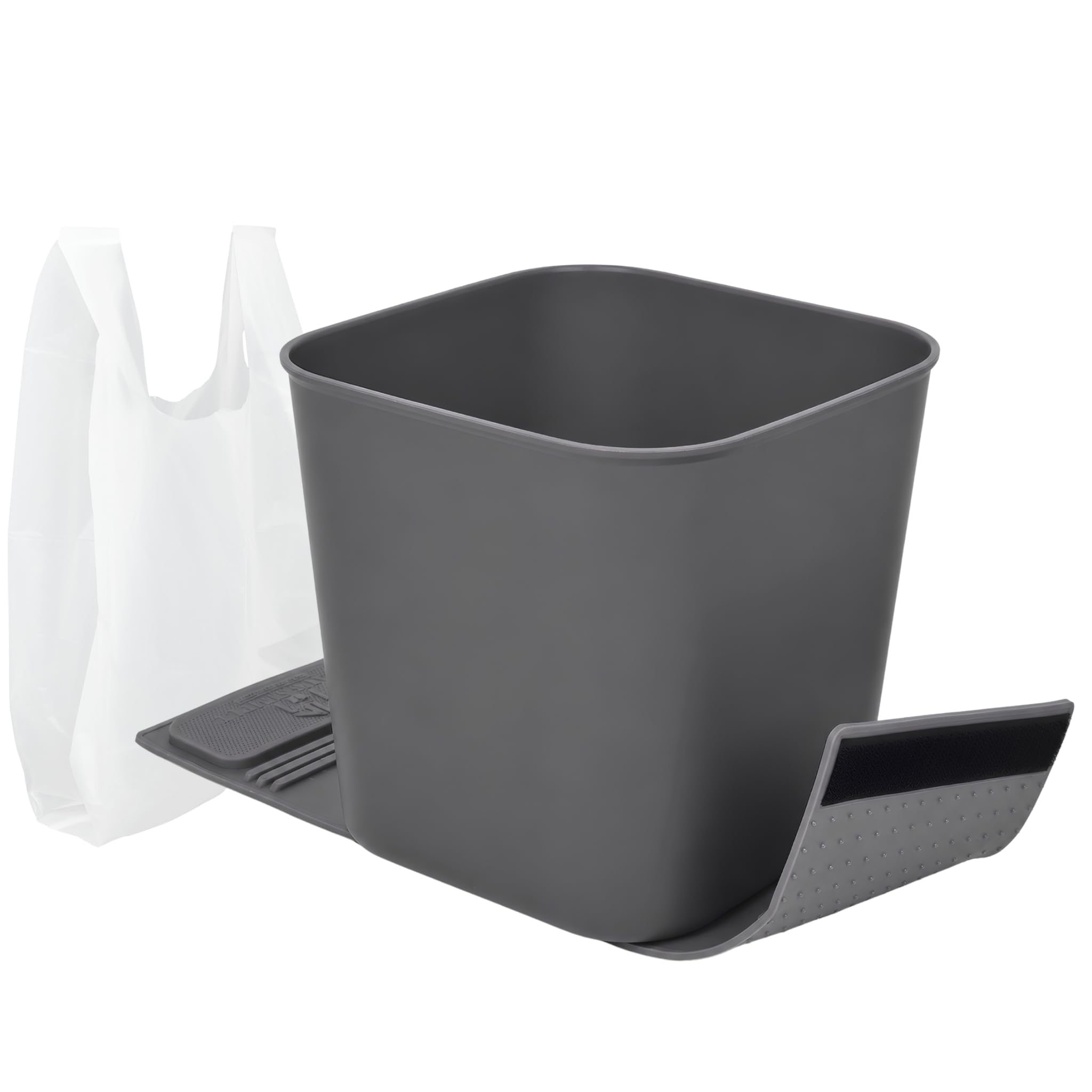 HAUSSIMPLE front view of compact car trash can showing slim profile and tidy design