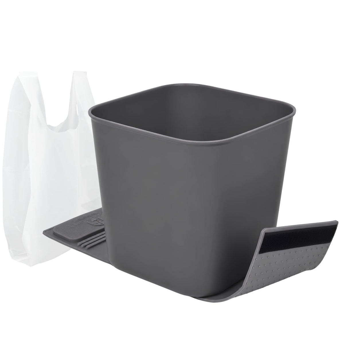 HAUSSIMPLE front view of compact car trash can showing slim profile and tidy design