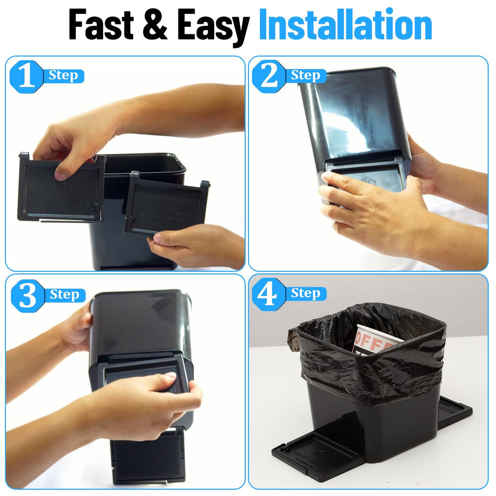 HAUSSIMPLE placed in car footwell showing unobtrusive, space-saving benefit