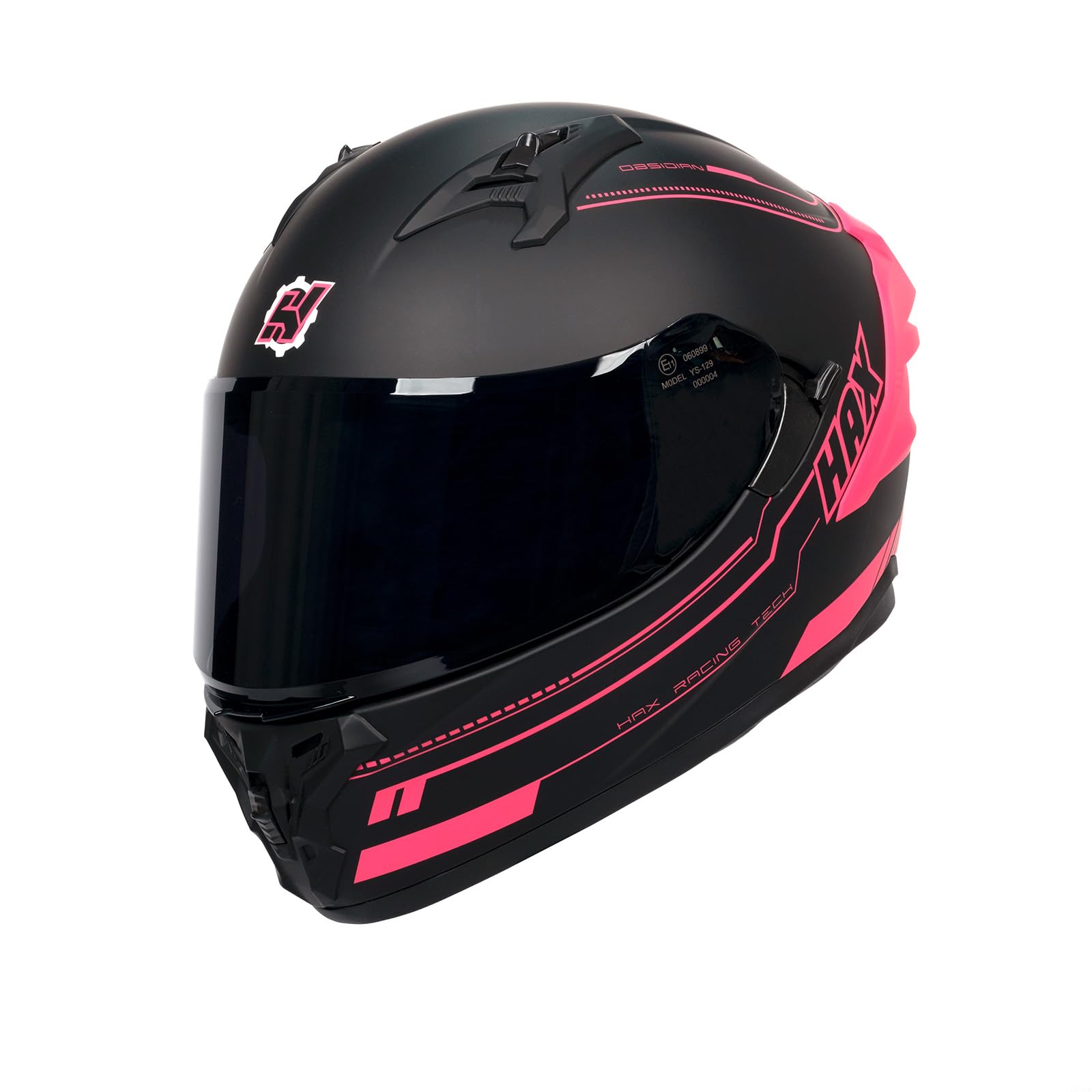 HAX helmet front view showing streamlined shell and clear visor for aerodynamic benefit