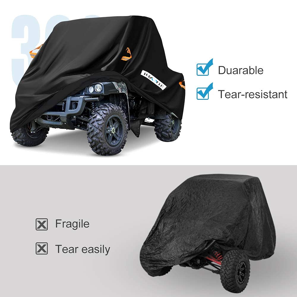 HAYCOVER displayed next to wheels to show fit up to 126-inch UTV length