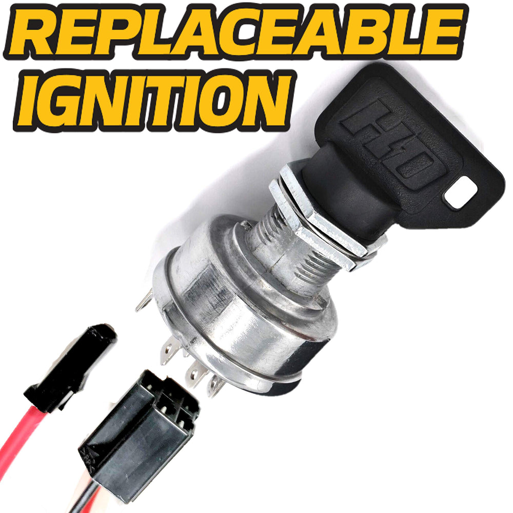 HD Switch detail of replaceable ignition switch demonstrating serviceability benefit