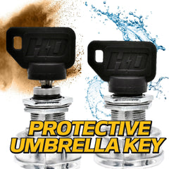 HD Switch close-up of umbrella key showing protective flange and water resistance benefit