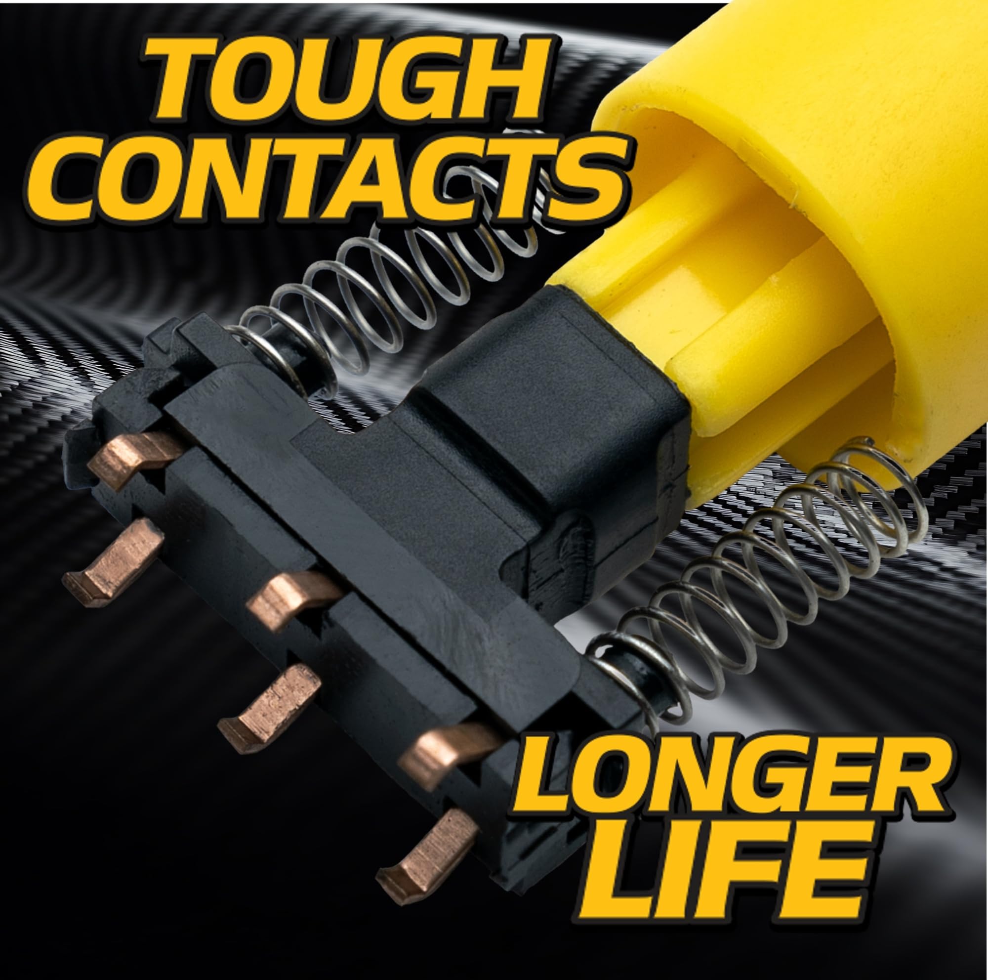 HD Switch contact close-up demonstrating heavy-duty 20 amp terminals for durability