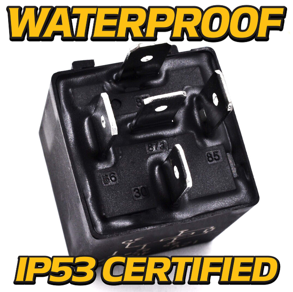 HD Switch relay installed on a mower engine bay demonstrating waterproof protection