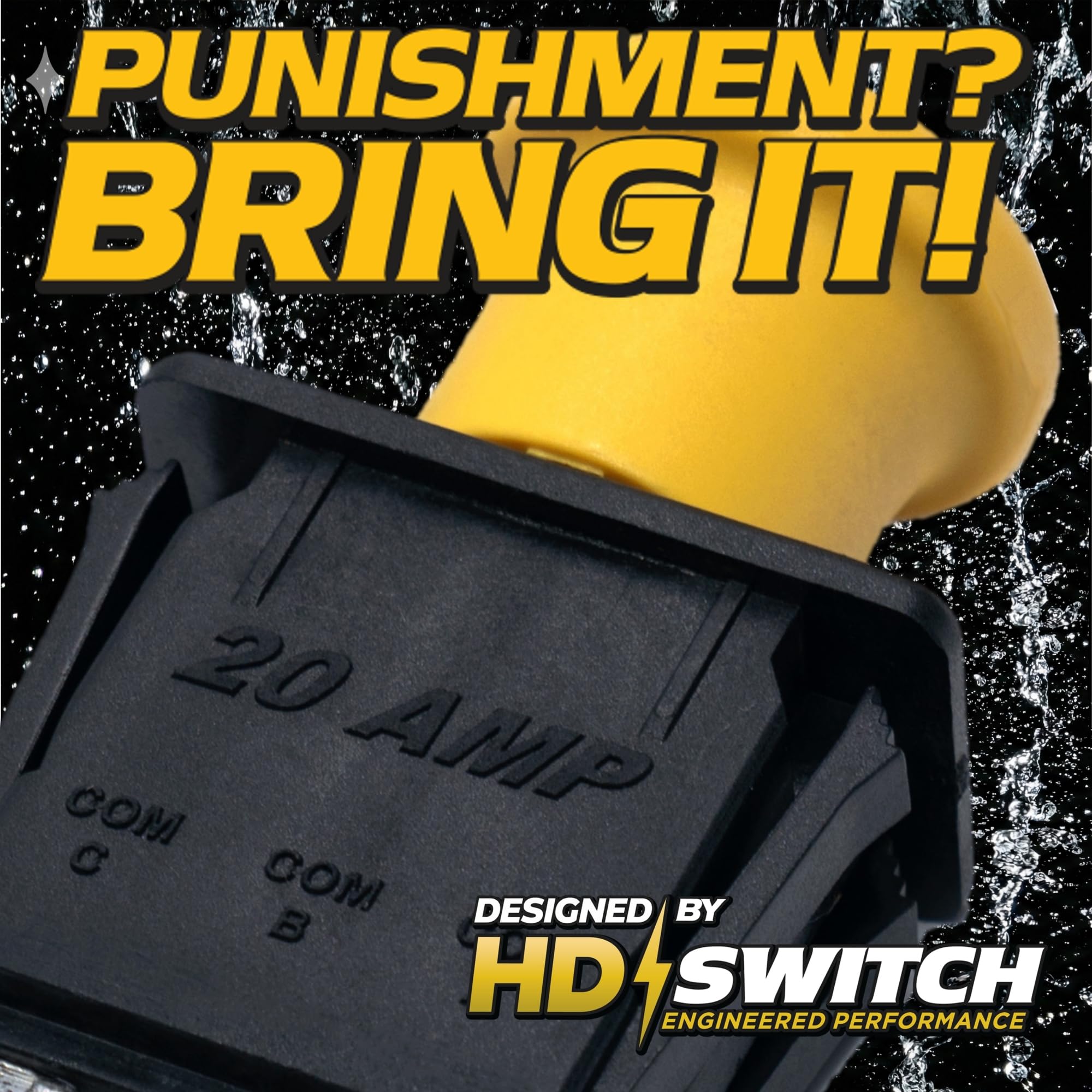 HD Switch label and markings visible to confirm 20A rating and model compatibility
