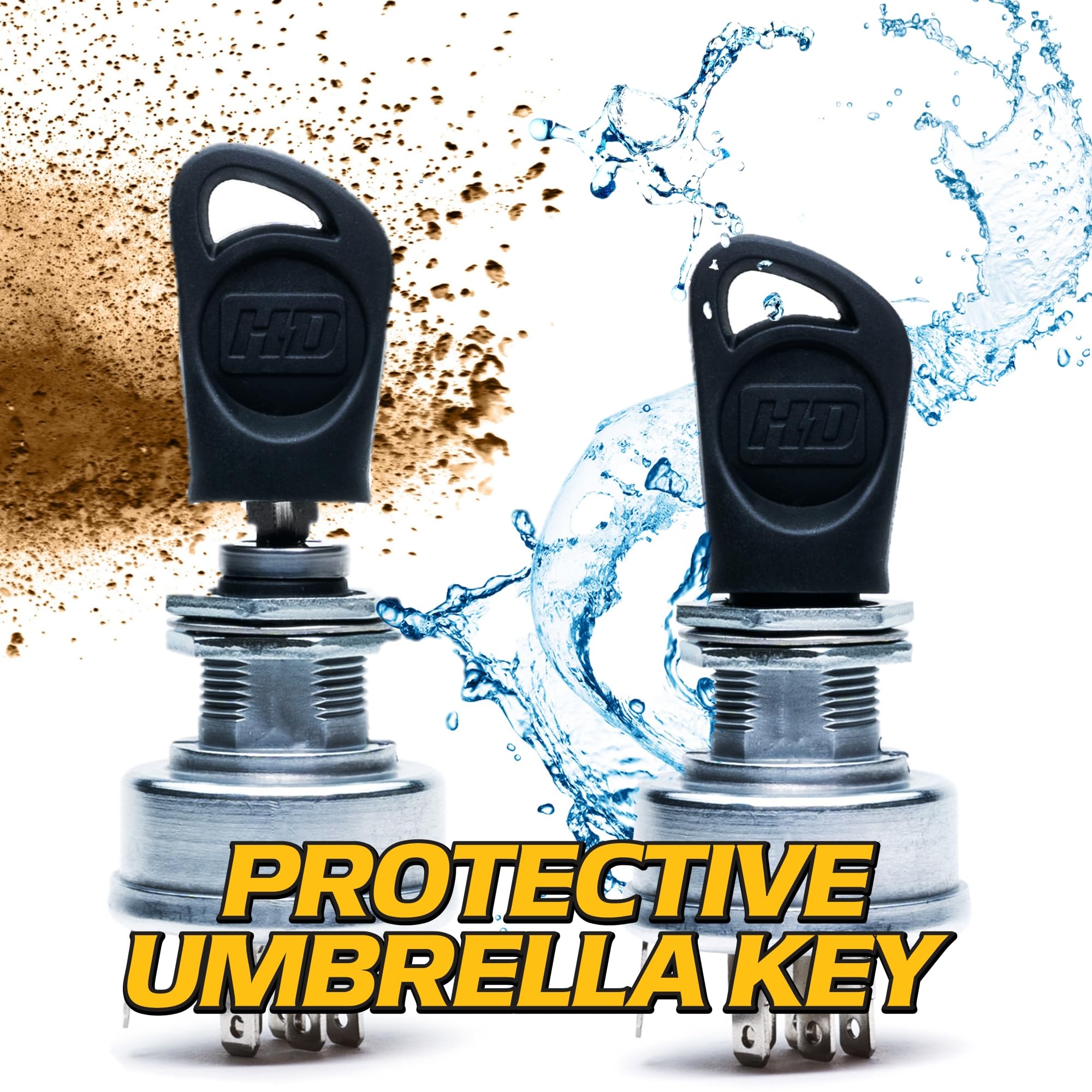 HD Switch umbrella key closeup with soft-grip cap protecting key and improving grip