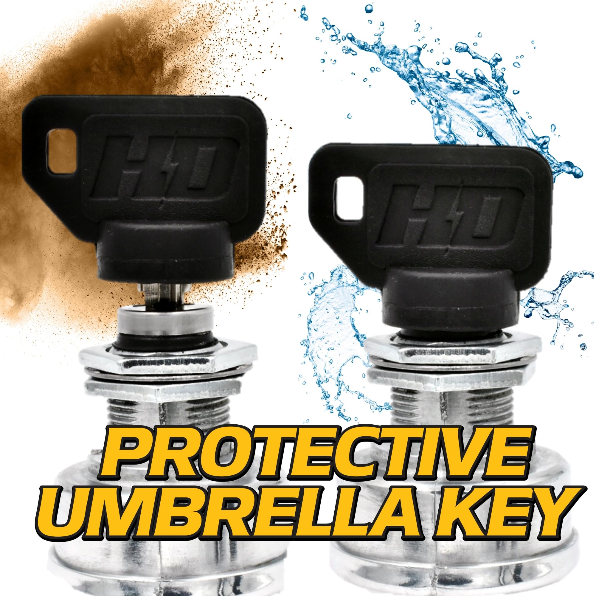 HD Switch umbrella key close-up showing protective collar and water-shedding benefit