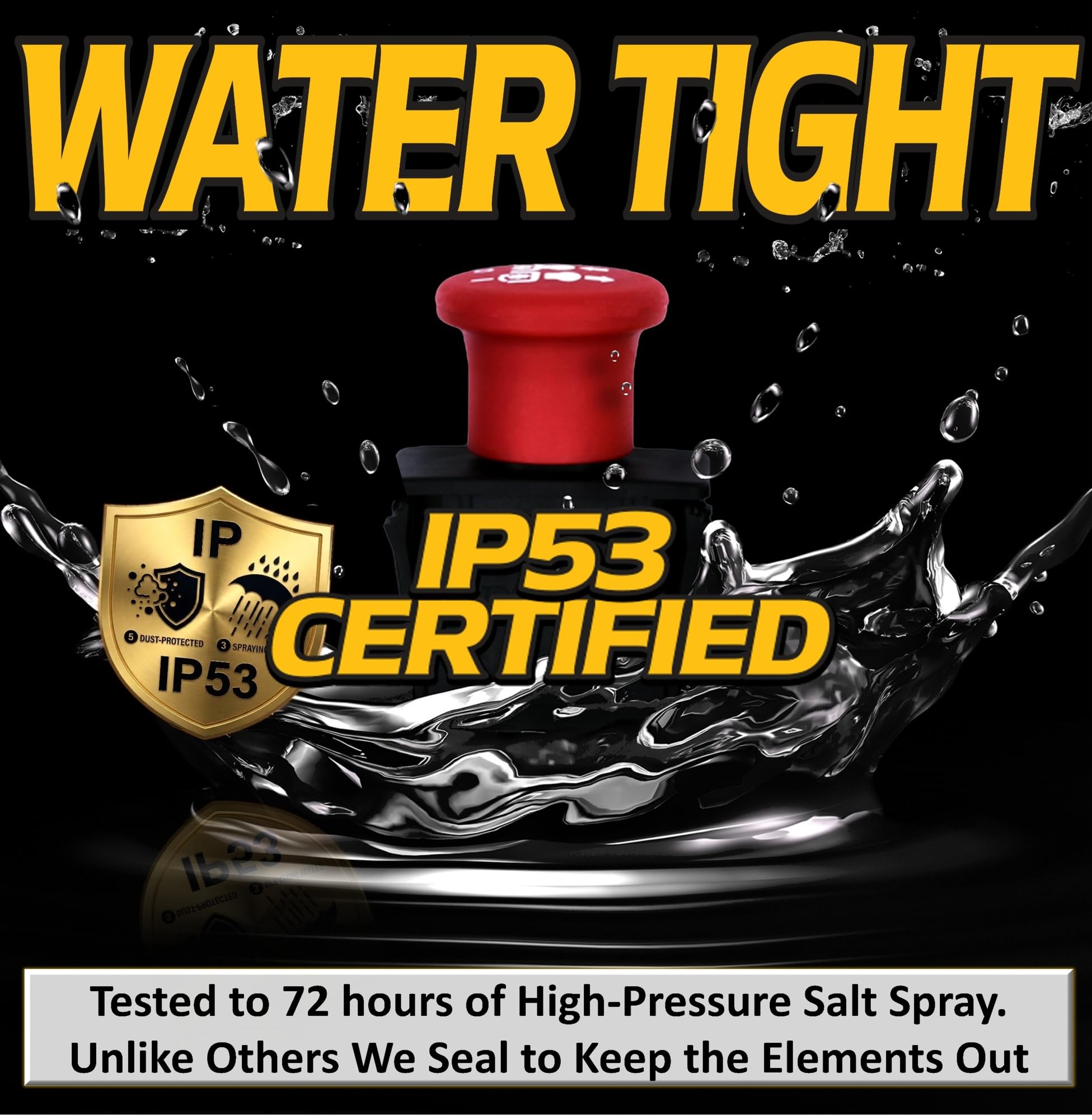 HD Switch weather seal detail illustrating IP53 protection benefit