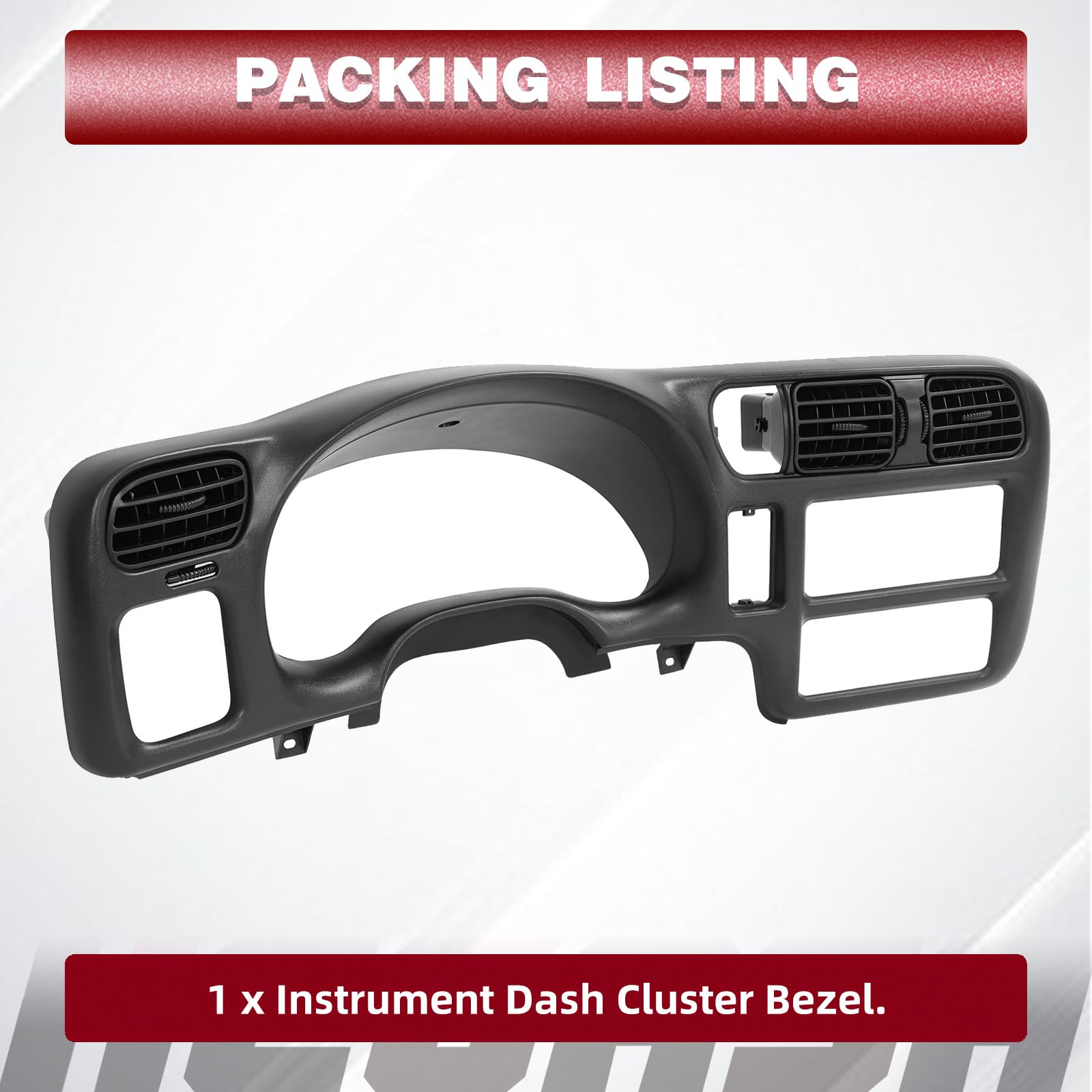 HECASA dash bezel held in hand indicating size and scale for easy handling during install