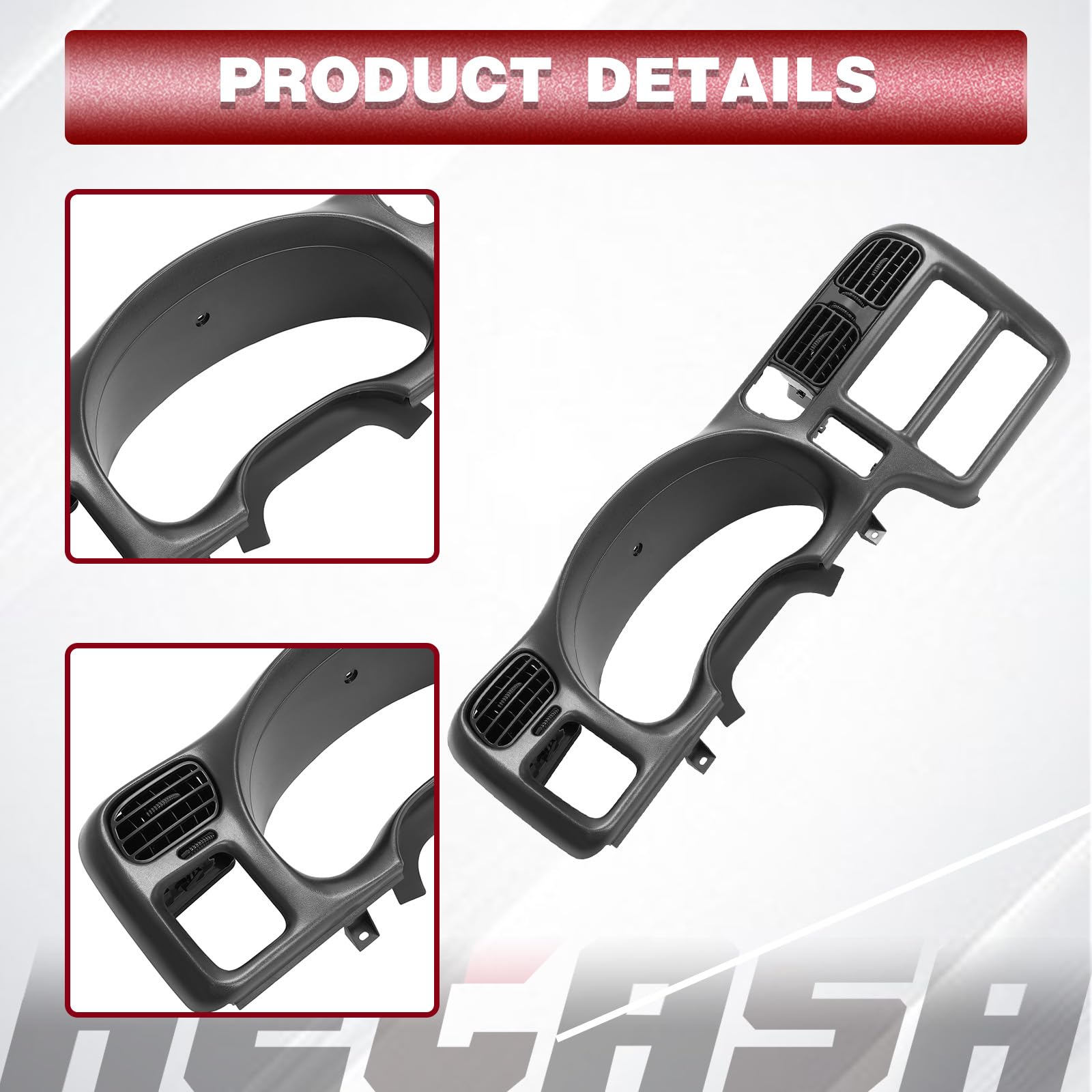 HECASA dash bezel with tools ready for installation showing quick, straightforward replacement