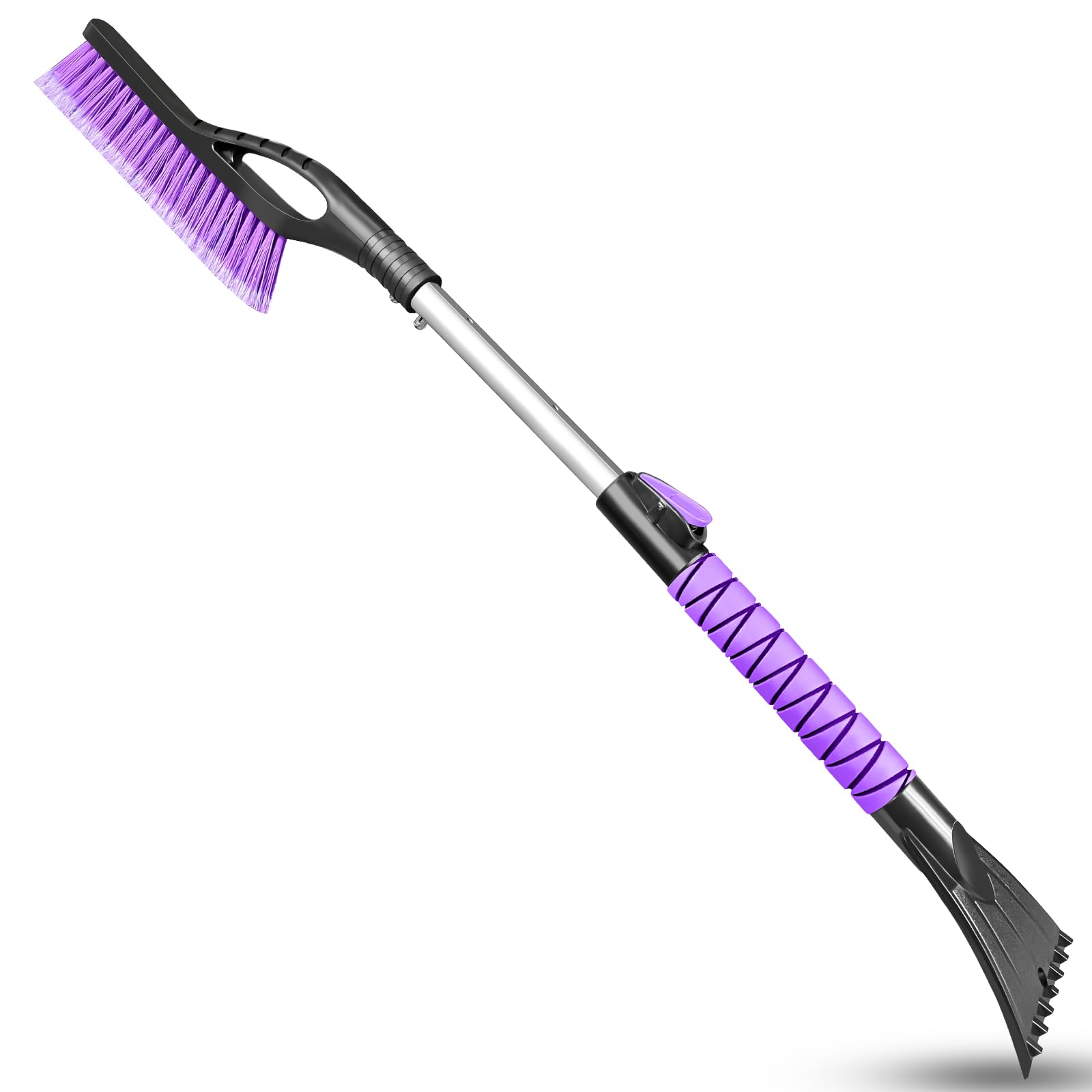 HEEYA front view showing 2-in-1 brush and scraper, fast snow removal