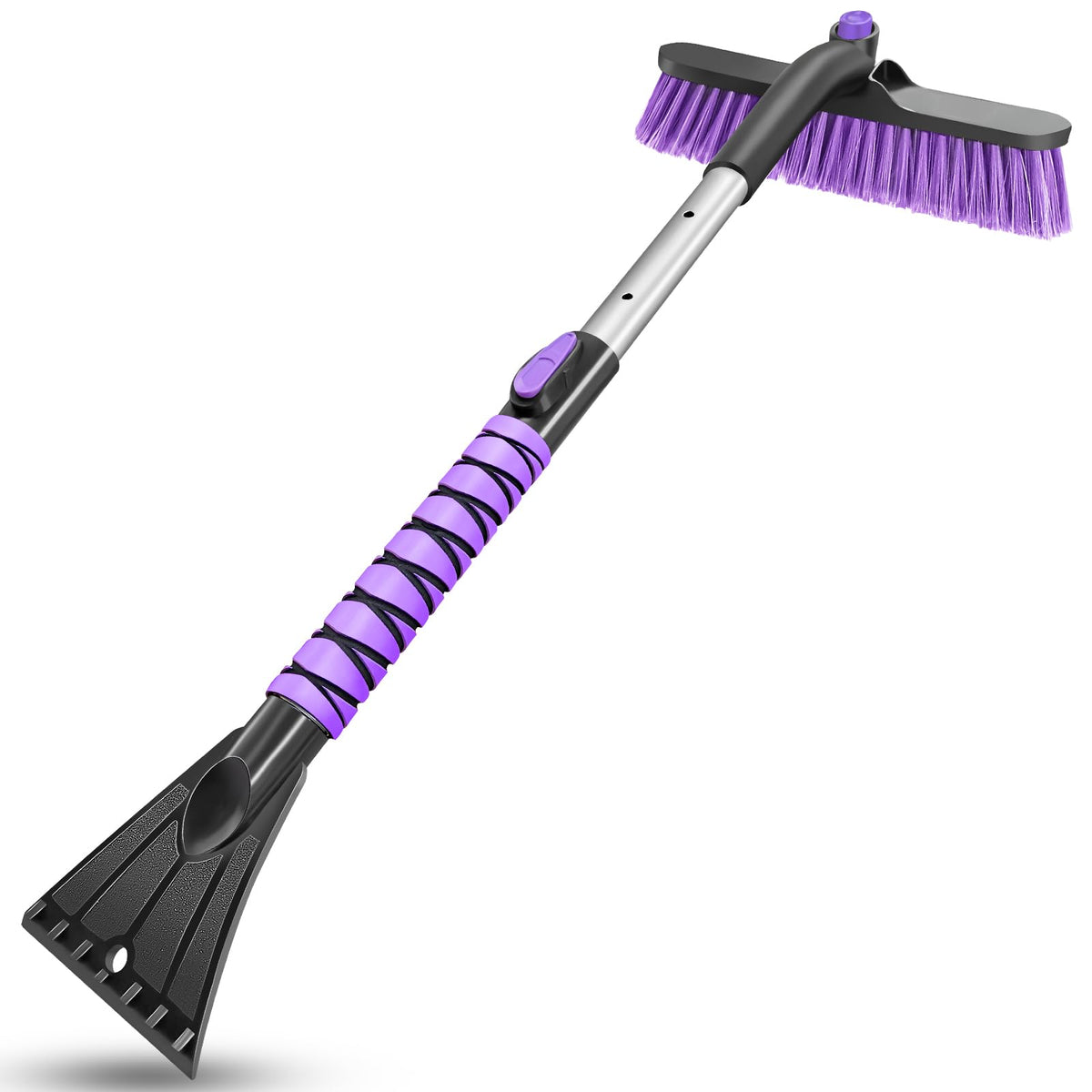 HEEYA front view showing brush and scraper, quick snow removal