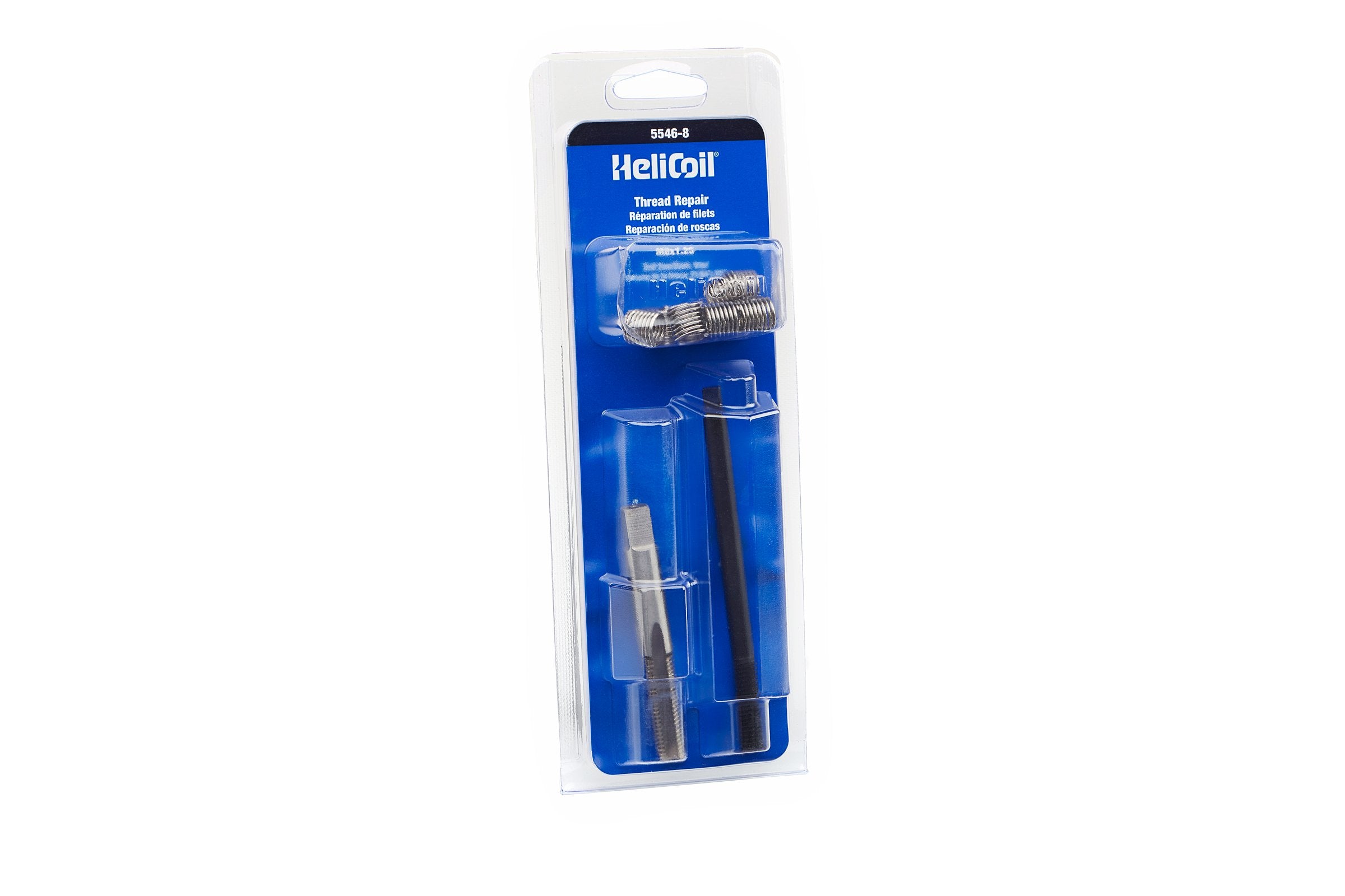 Heli-Coil front packaging showing kit contents and clear repair benefit