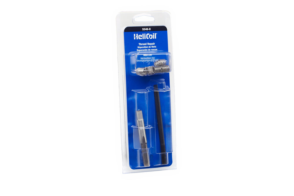 Heli-Coil front packaging showing kit contents and clear repair benefit
