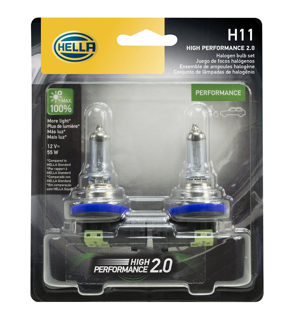 Hella H11 beam pattern comparison highlighting improved road coverage and contrast
