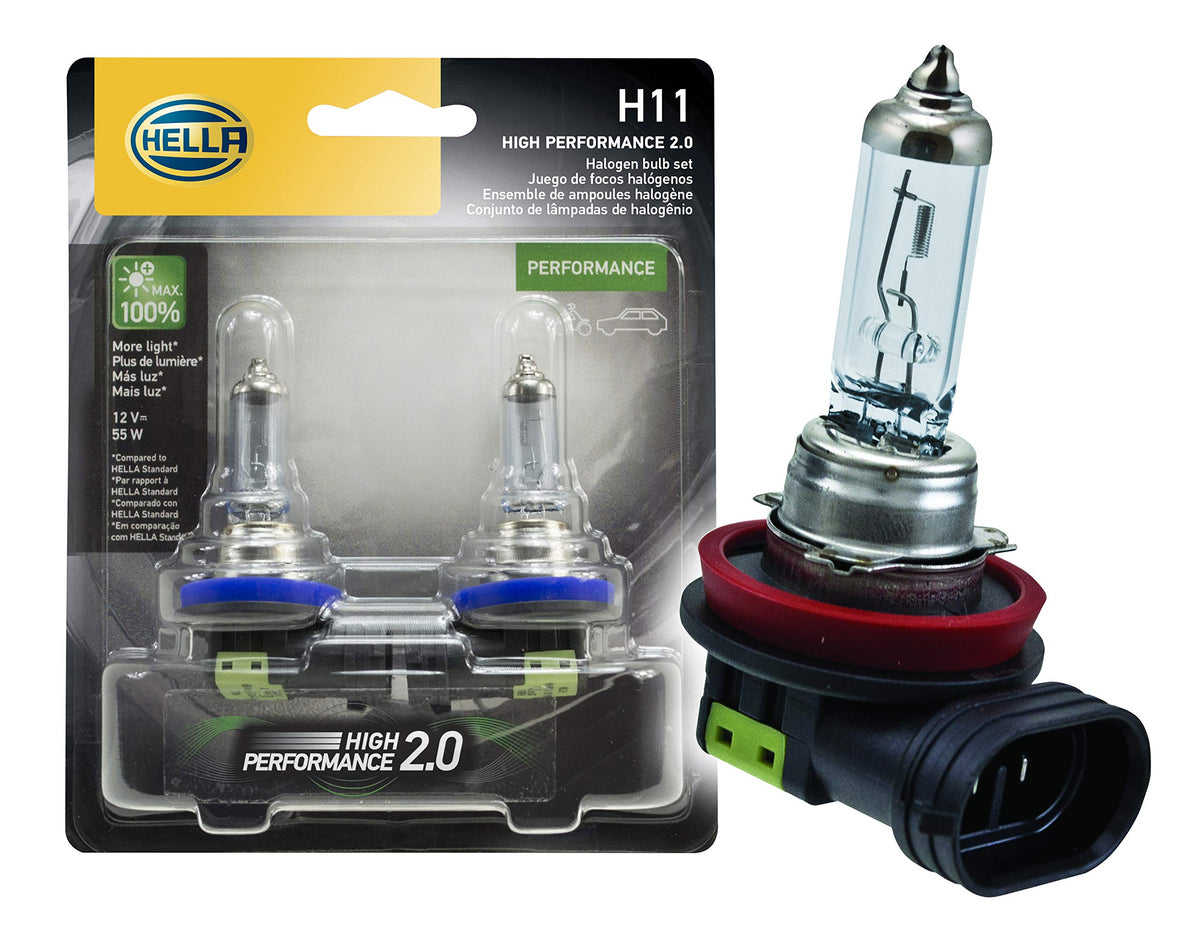 Hella H11 front packaging showing two bulbs and branding for easy identification and selection
