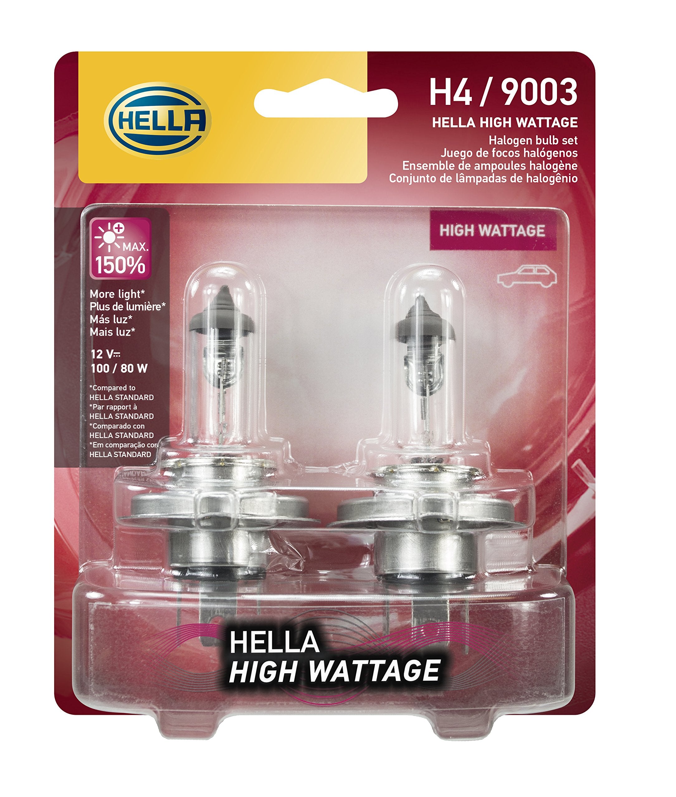 Hella H4 bulb held in hand to show scale and easy direct-replacement benefit