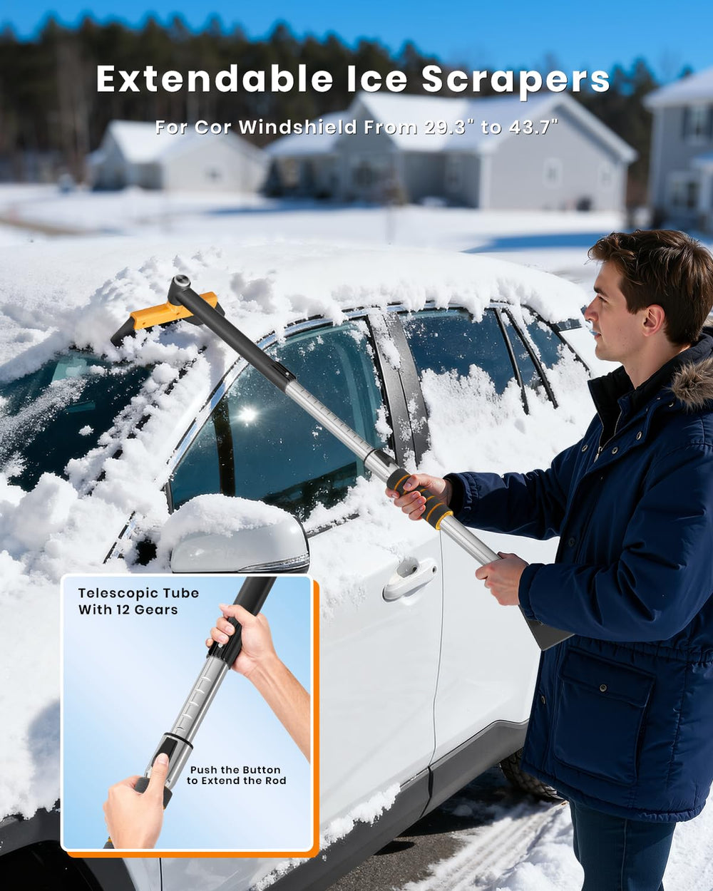 helloleiboo EVA brush bristles detail that protects paint while sweeping snow