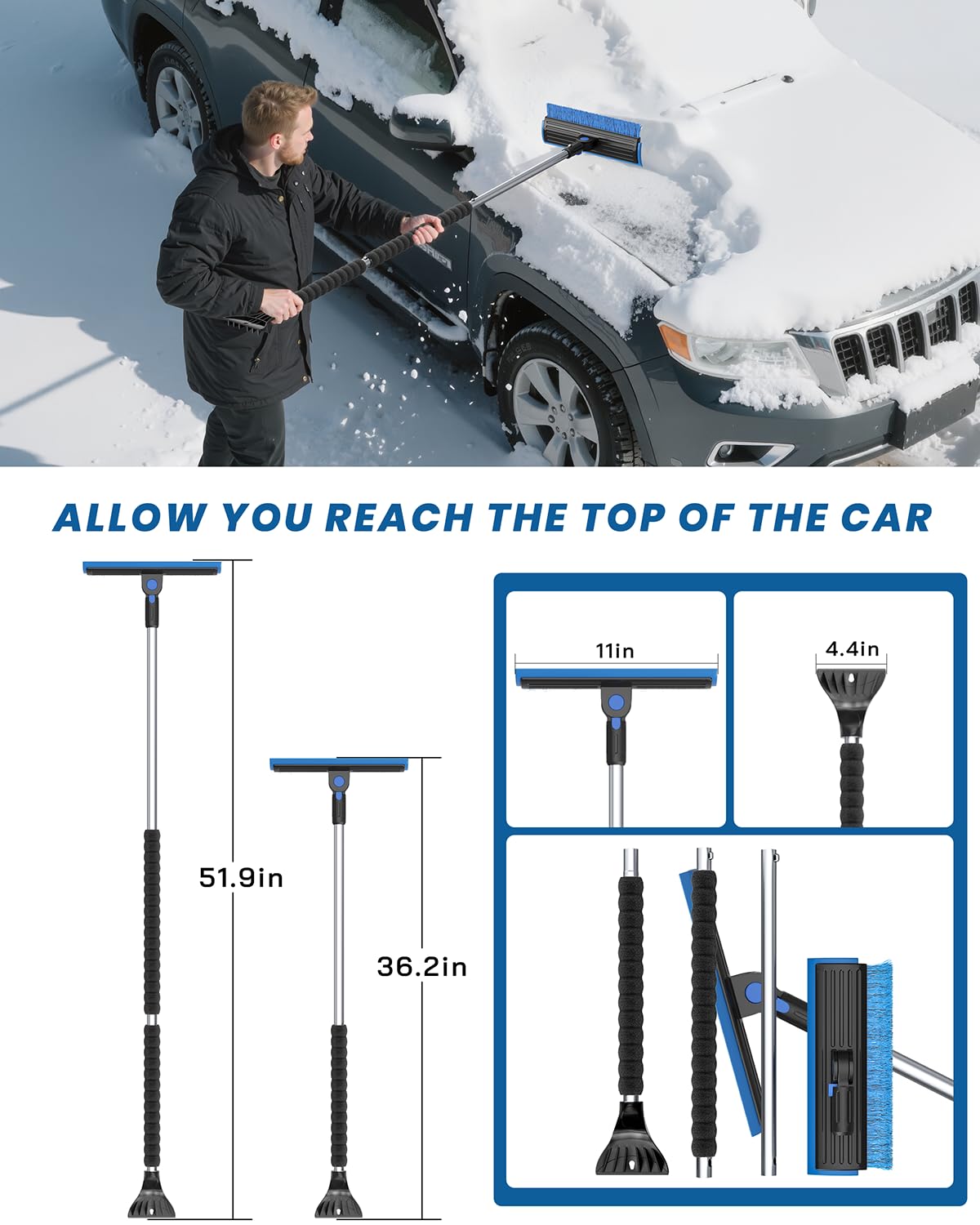 helloleiboo brushing snow off an SUV roof for easier clearing