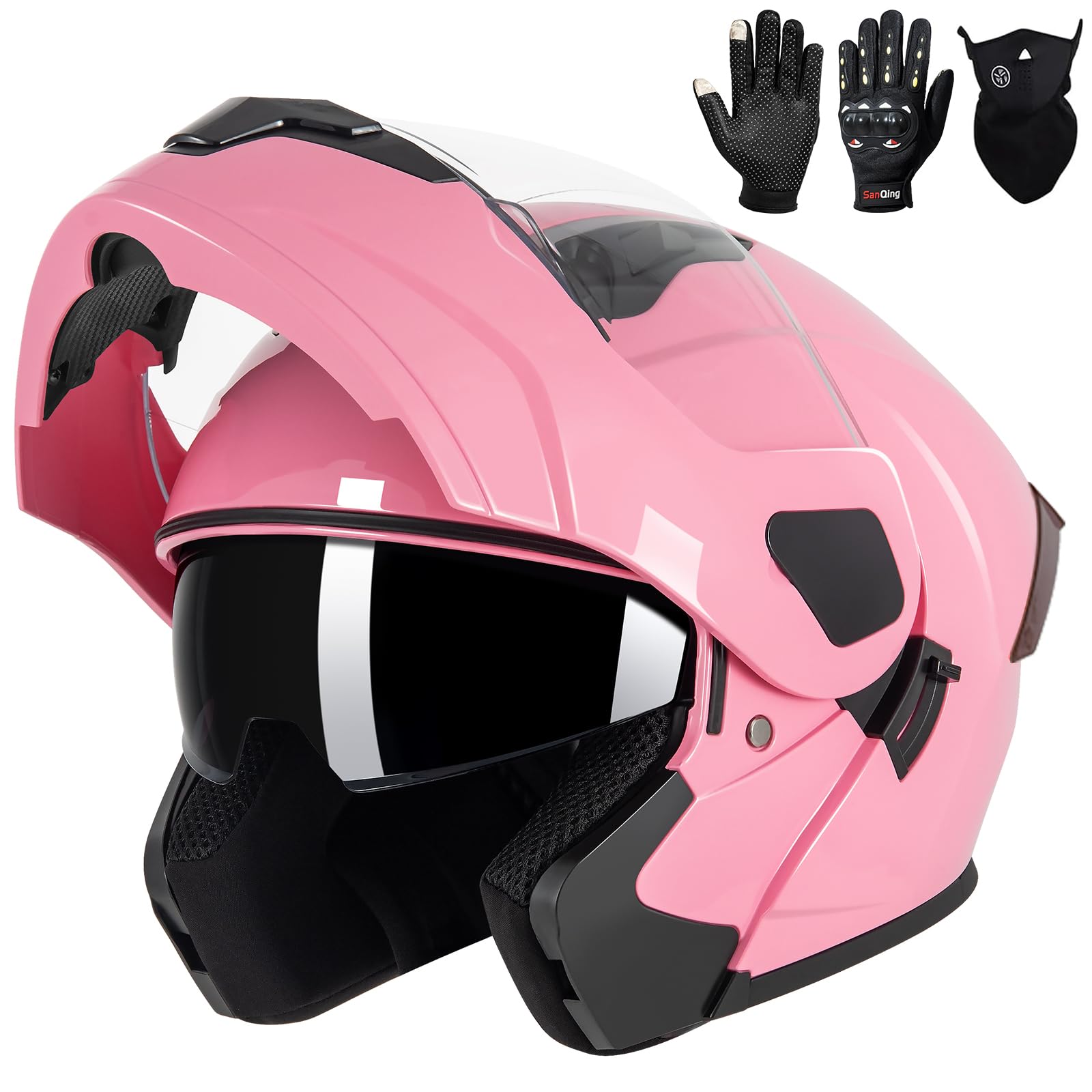 helmelkin front profile pink helmet showing sleek design and improved visibility