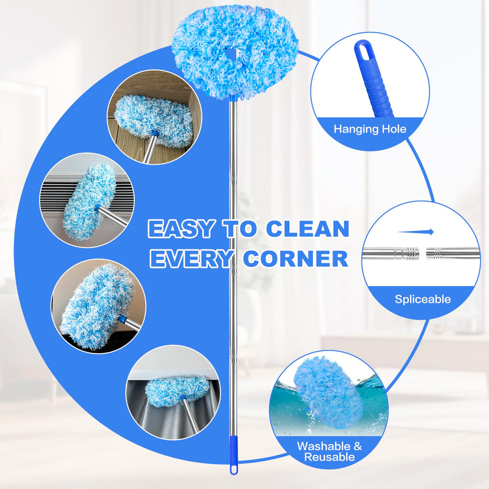 Heonay duster extended reaching ceiling fan in use, safe ladder-free cleaning