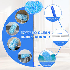 Heonay duster extended reaching ceiling fan in use, safe ladder-free cleaning