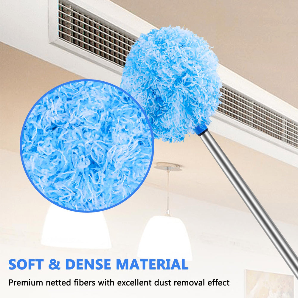 Heonay duster beside chair to show collapsed length for compact transport