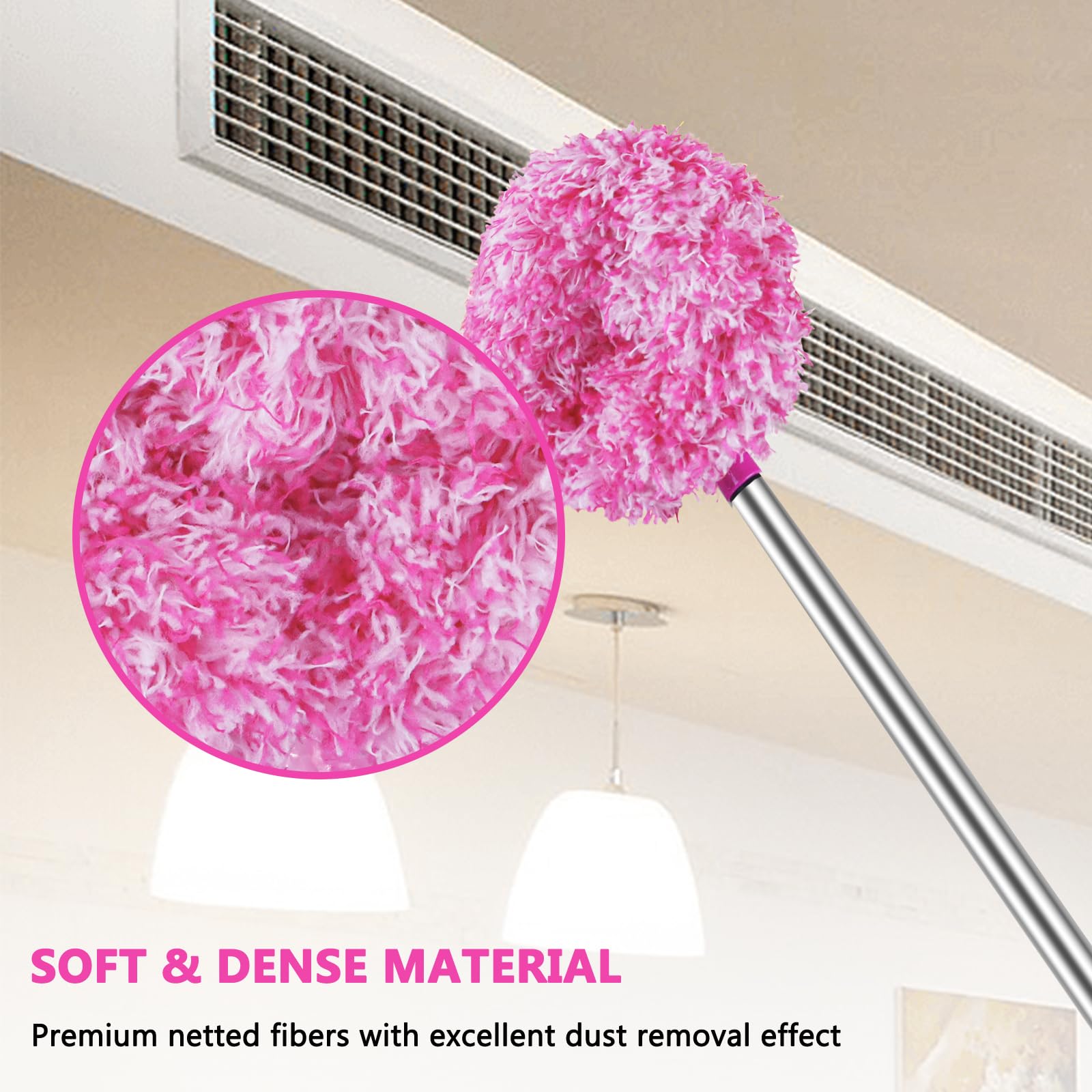 Heonay duster collapsed next to a book to show compact storage and portability