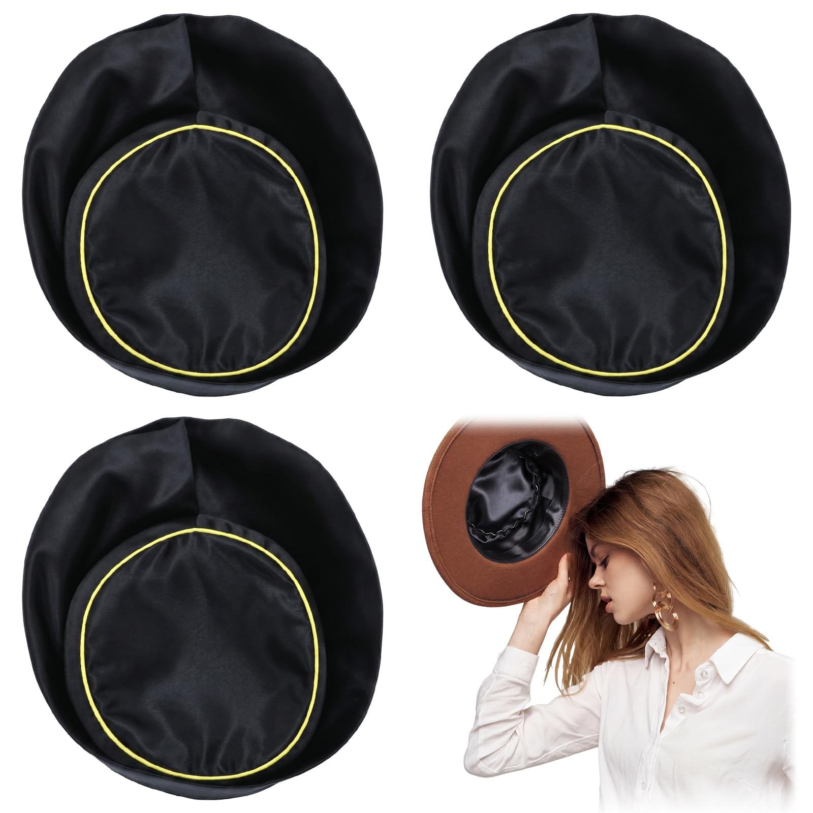 Hercicy front view of four black satin liners showing package convenience and spares