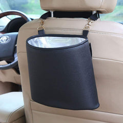 HerMia front view showing compact PU leather trash can and neat cabin look