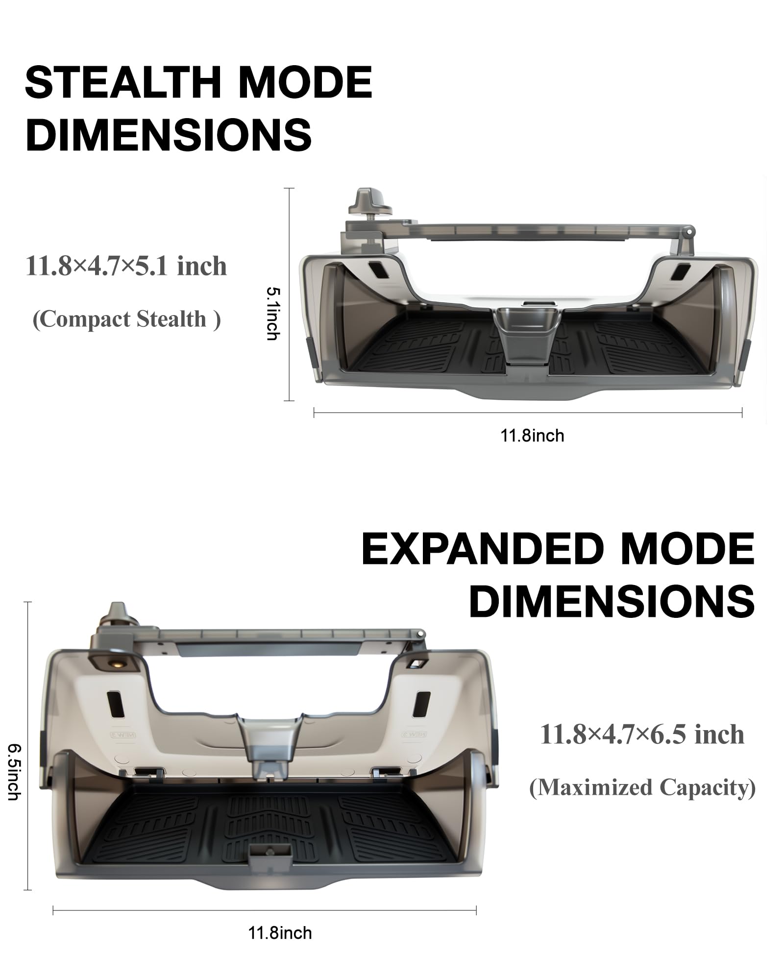 Heryvii lifestyle dashboard view showing concealed storage benefit during driving