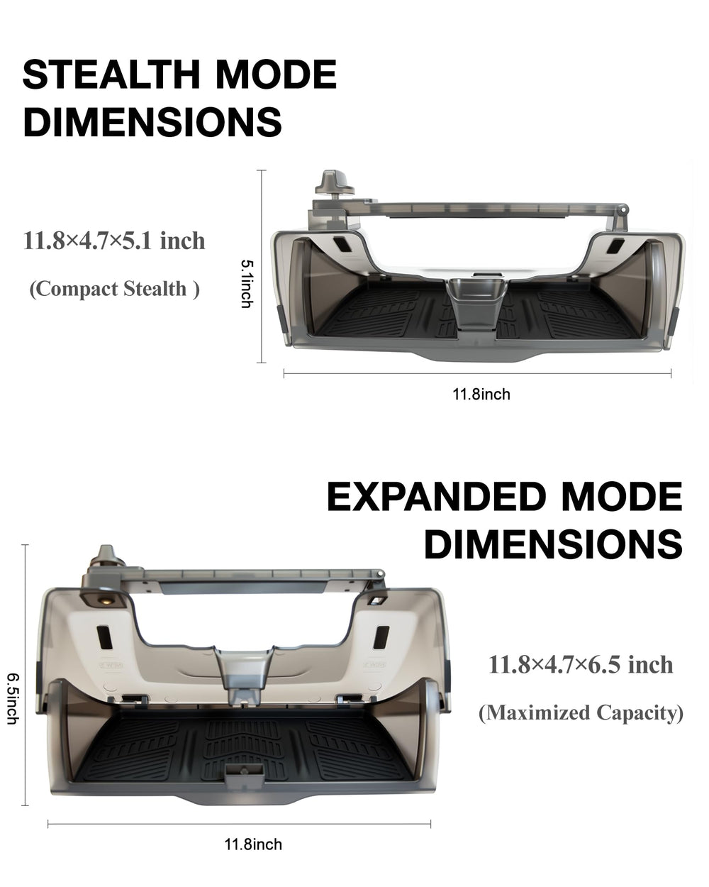 Heryvii lifestyle dashboard view showing concealed storage benefit during driving