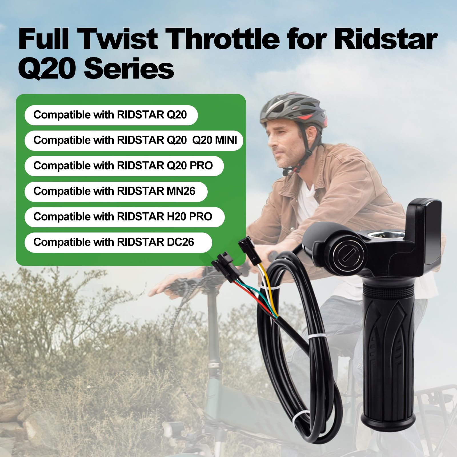 Heymaillc throttle installed on Ridstar Q20 showing neat fit and function