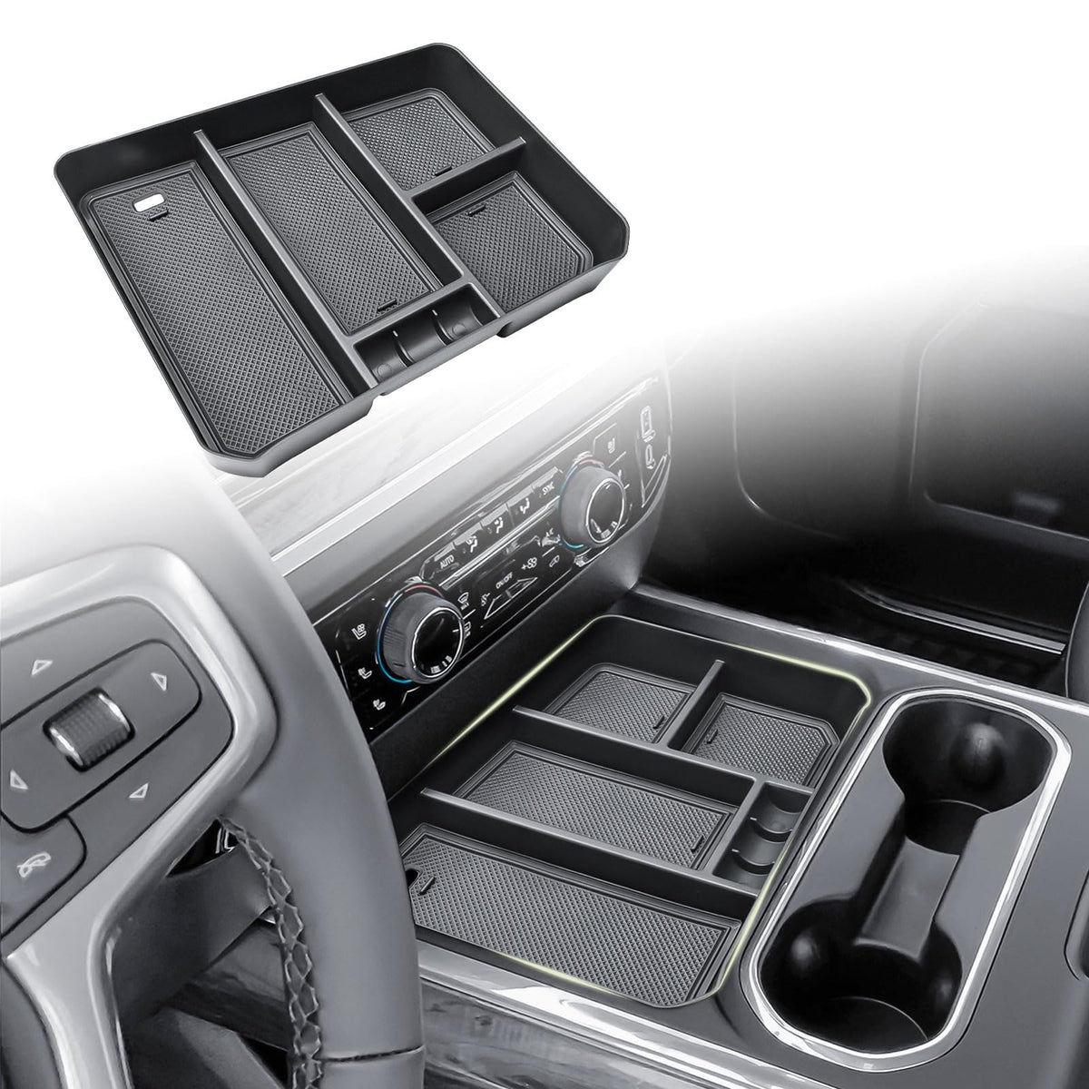 HGWEI front view of organizer showing clean matte finish and fit benefits