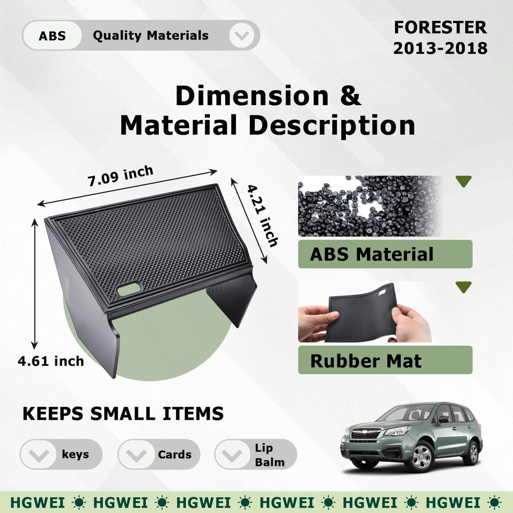HGWEI lifestyle shot inside Forester illustrating tidy cabin convenience