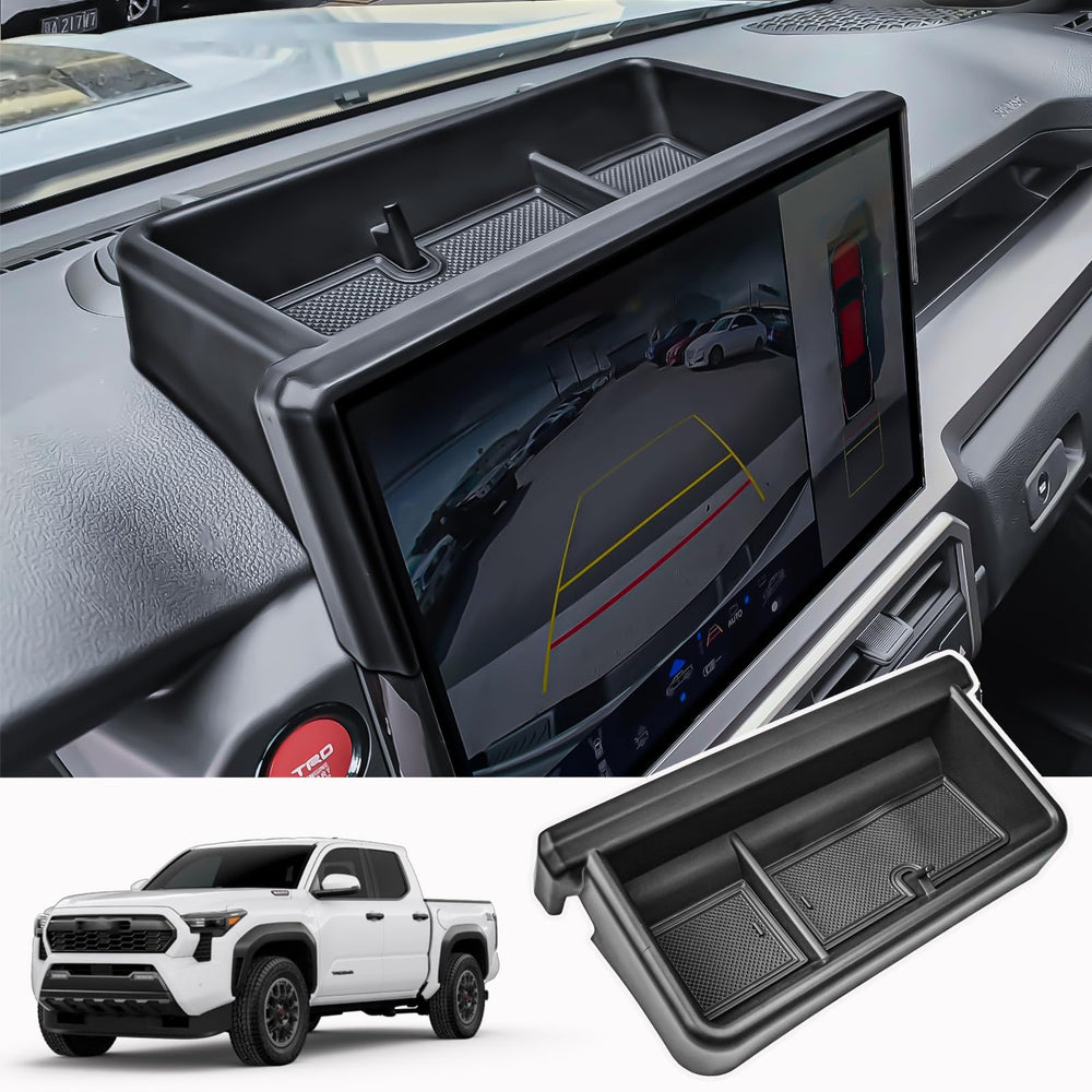 HGWEI front view of dash storage box showing clean fit and increased storage