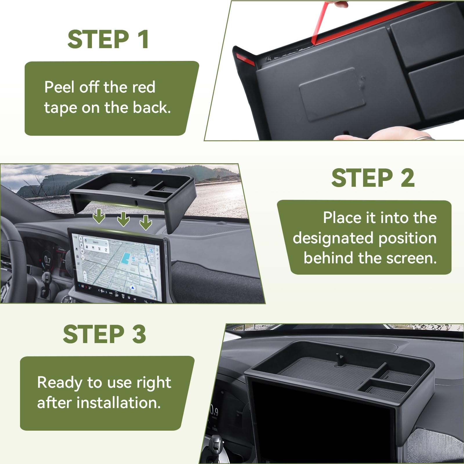 HGWEI lifestyle shot of tray in use during drive improving organization