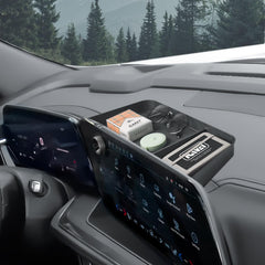 HGWEI front installed organizer showing neat dashboard storage benefit