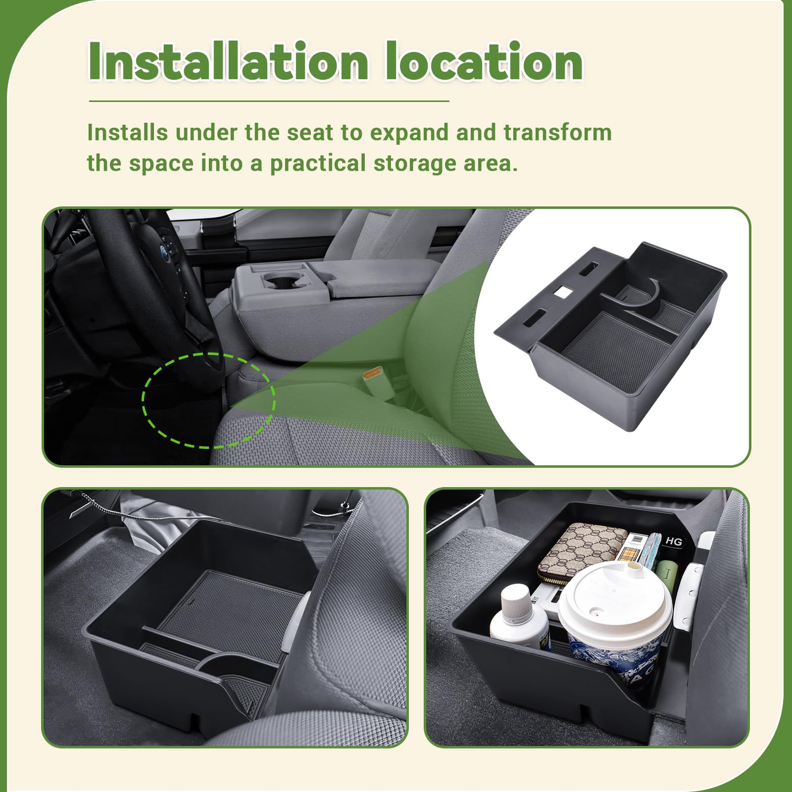HGWEI open compartments with phone wallet and keys showing organized accessibility