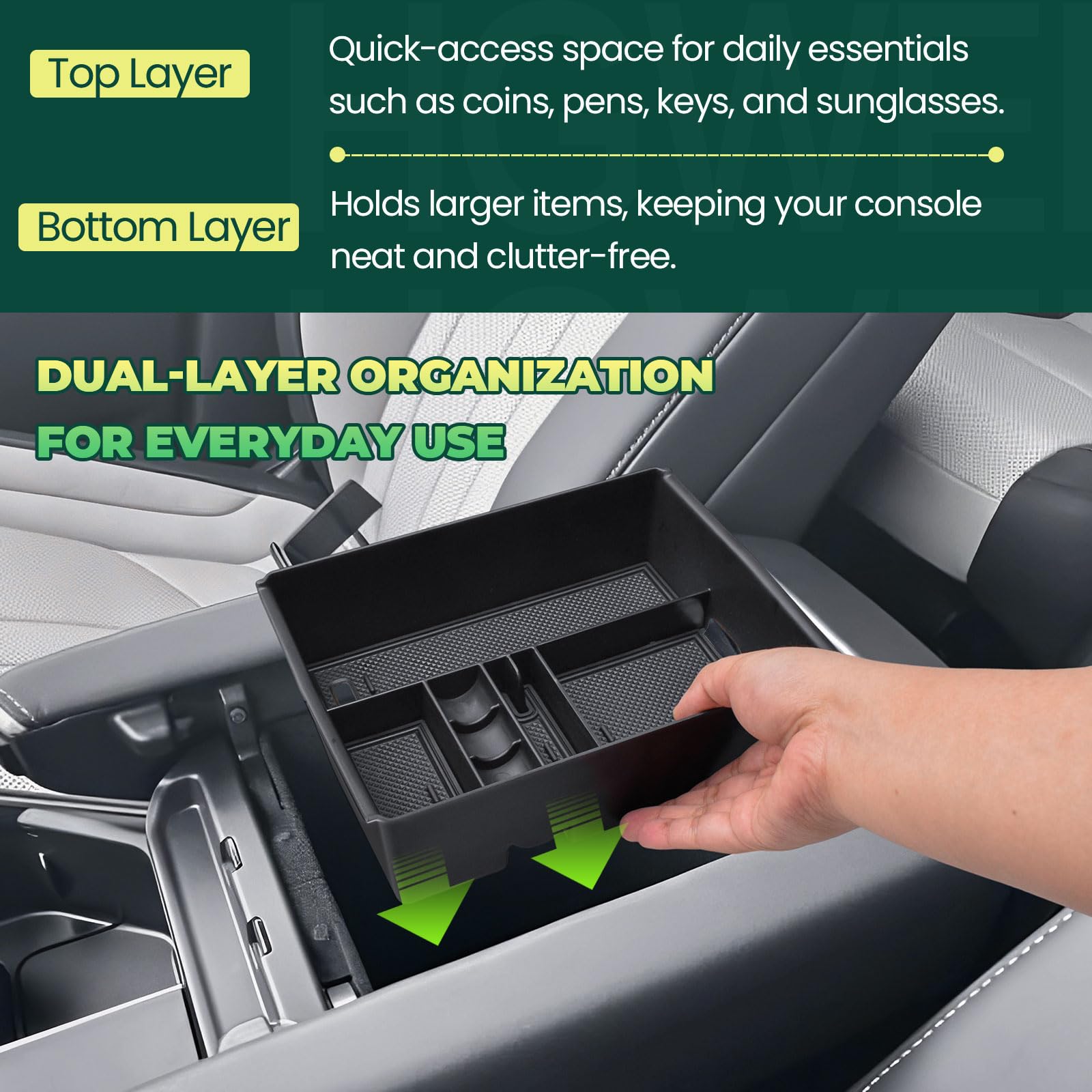 HGWEI removable rubber liners texture reduces noise and secures contents