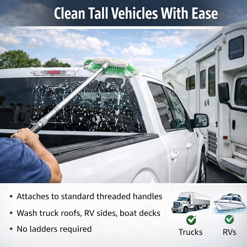 HI-TECH brush in use on car door providing gentle dirt removal without scratching