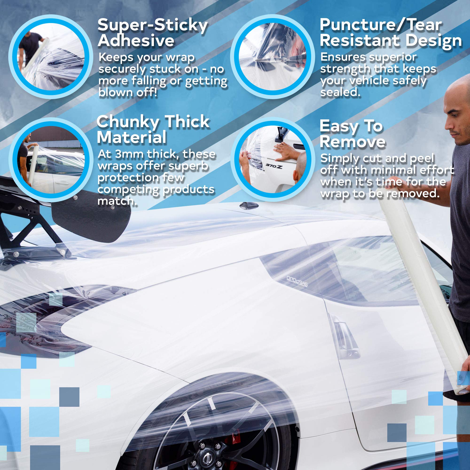HI-TECH film unfurled to reveal 36-inch width for quick coverage