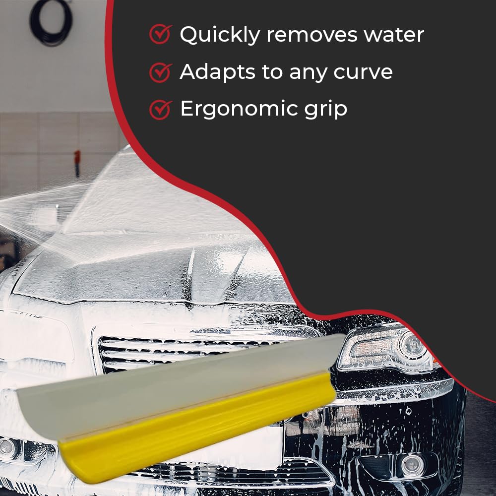 HI-TECH squeegee drying a car door showing quick water removal benefit