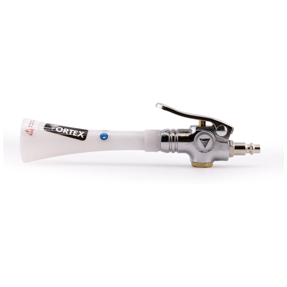 HI-TECH vortex held in hand to show compact size and workshop portability